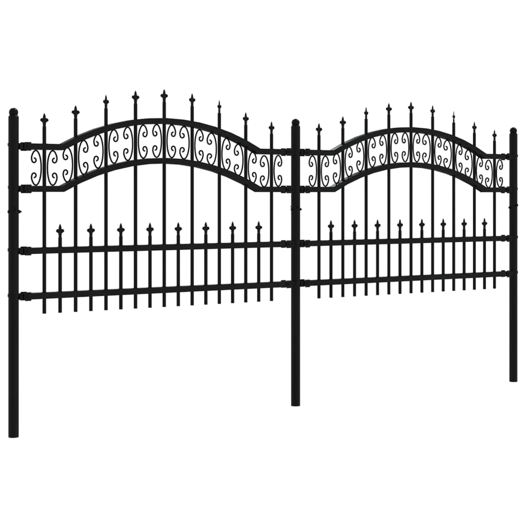 vidaXL Clôture de jardin avec sommet de lance Noir 115 cm