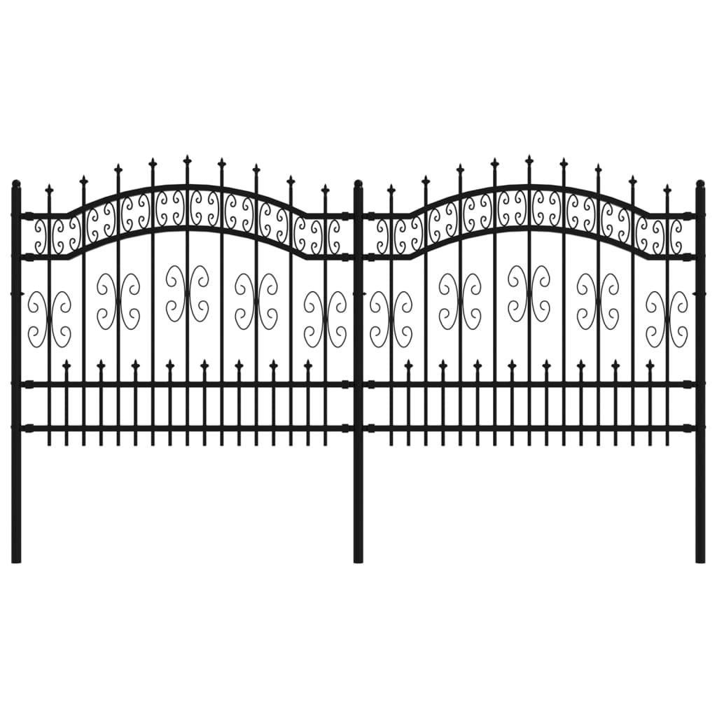 vidaXL Clôture de jardin avec sommet de lance Noir 140 cm