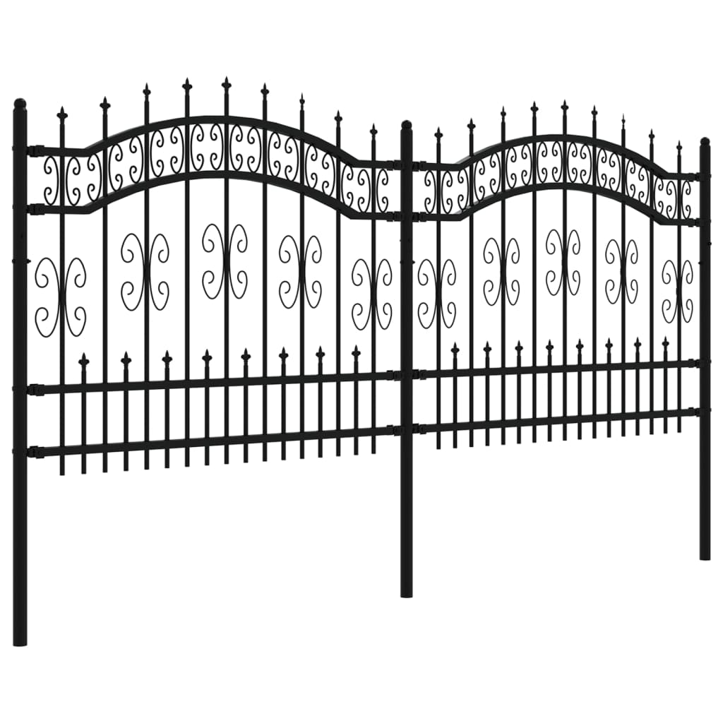vidaXL Clôture de jardin avec sommet de lance Noir 140 cm