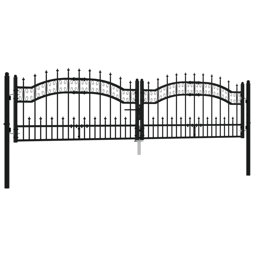 vidaXL Portail et sommet de lance Noir 305x120 cm Acier enduit poudre