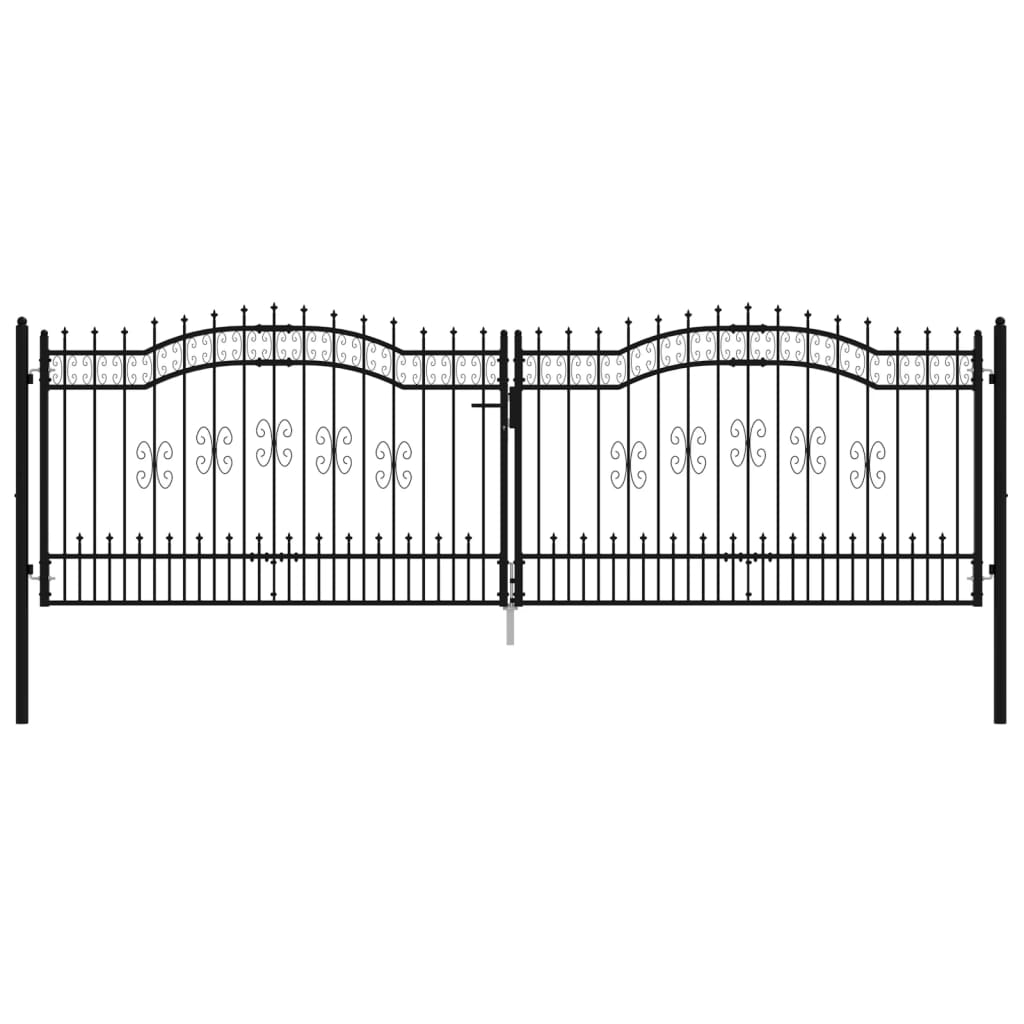 vidaXL Portail et sommet de lance Noir 406x173 cm Acier enduit poudre