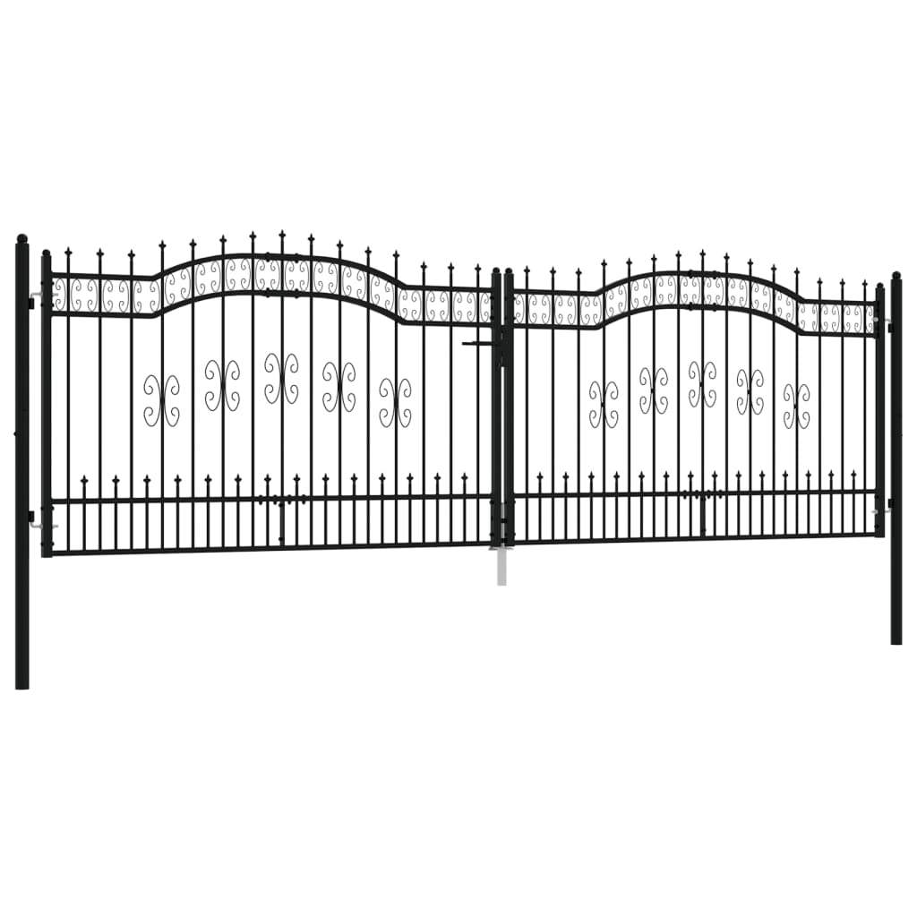 vidaXL Portail et sommet de lance Noir 406x173 cm Acier enduit poudre