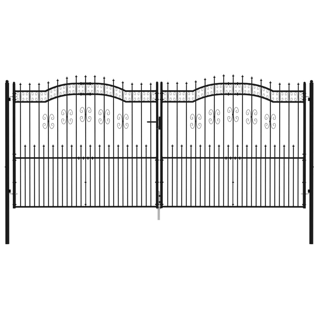 vidaXL Portail et sommet de lance Noir 406x223 cm Acier enduit poudre