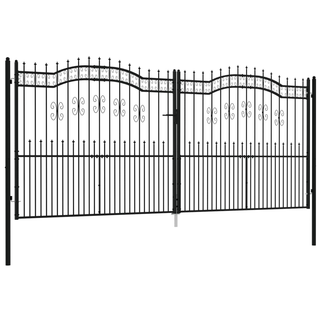vidaXL Portail et sommet de lance Noir 406x223 cm Acier enduit poudre