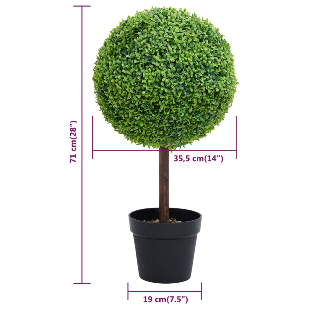 vidaXL Plante de buis artificiel avec pot Forme de boule Vert 71 cm