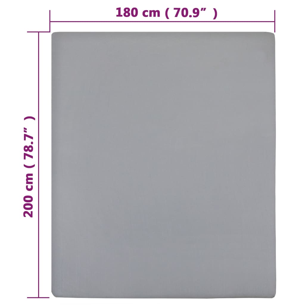 vidaXL Drap-housse Jersey Gris 180x200 cm Coton