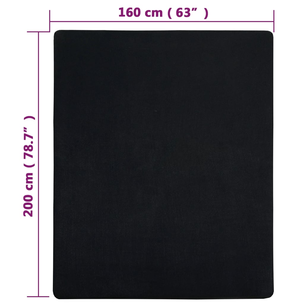 vidaXL Drap-housse Jersey Noir 160x200 cm Coton