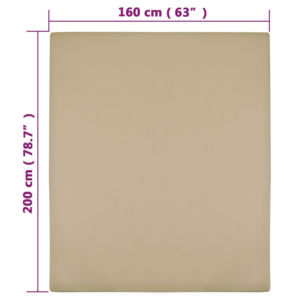 vidaXL Draps-housses Jersey 2 pcs Taupe 160x200 cm Coton