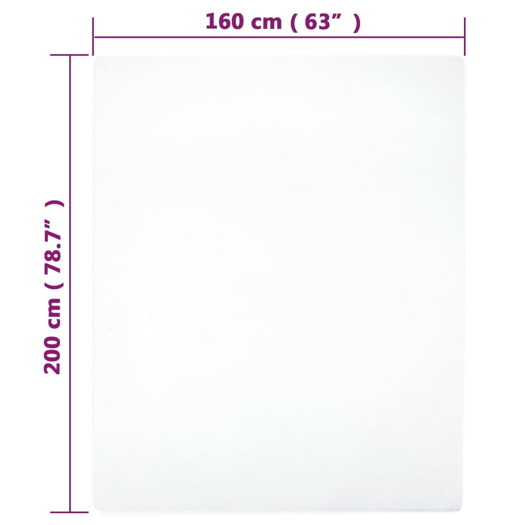 vidaXL Drap-housse Jersey Blanc 160x200 cm Coton