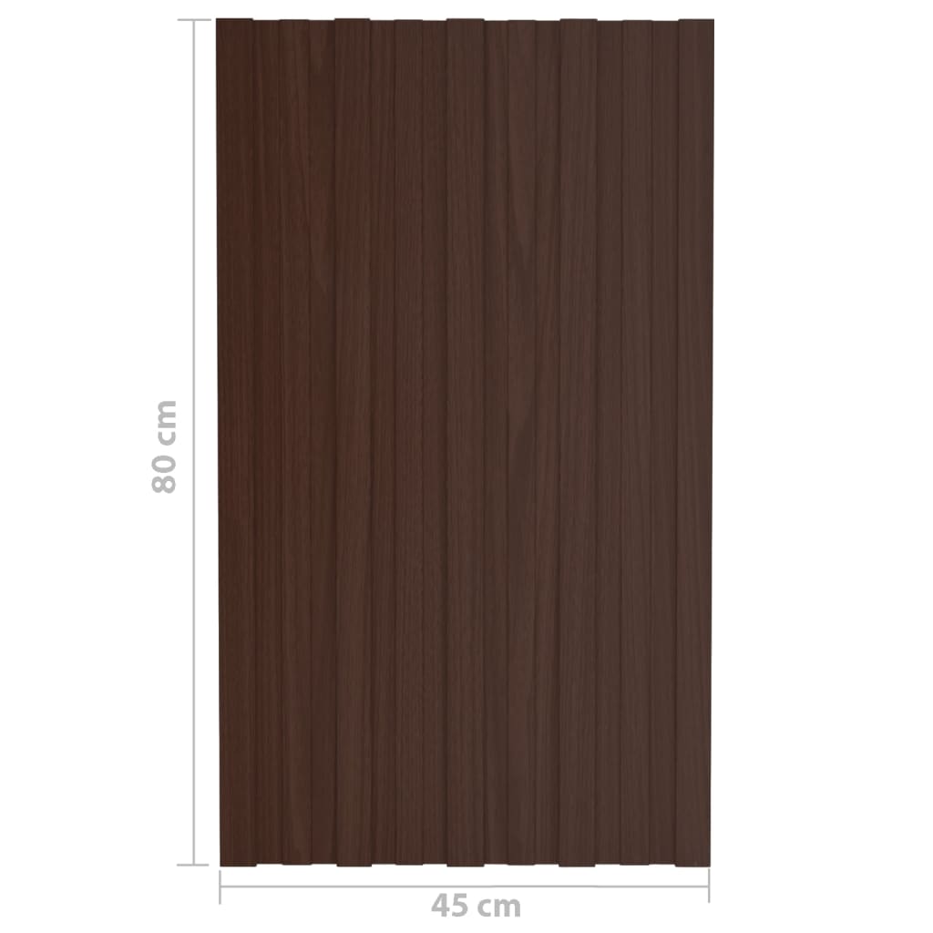 vidaXL Panneaux de toiture 12 pcs Acier galvanisé Marron 80x45 cm
