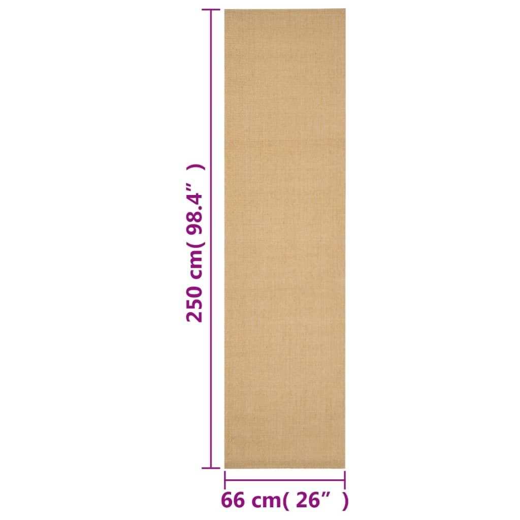 vidaXL Tapis Sisal naturel 66x250 cm