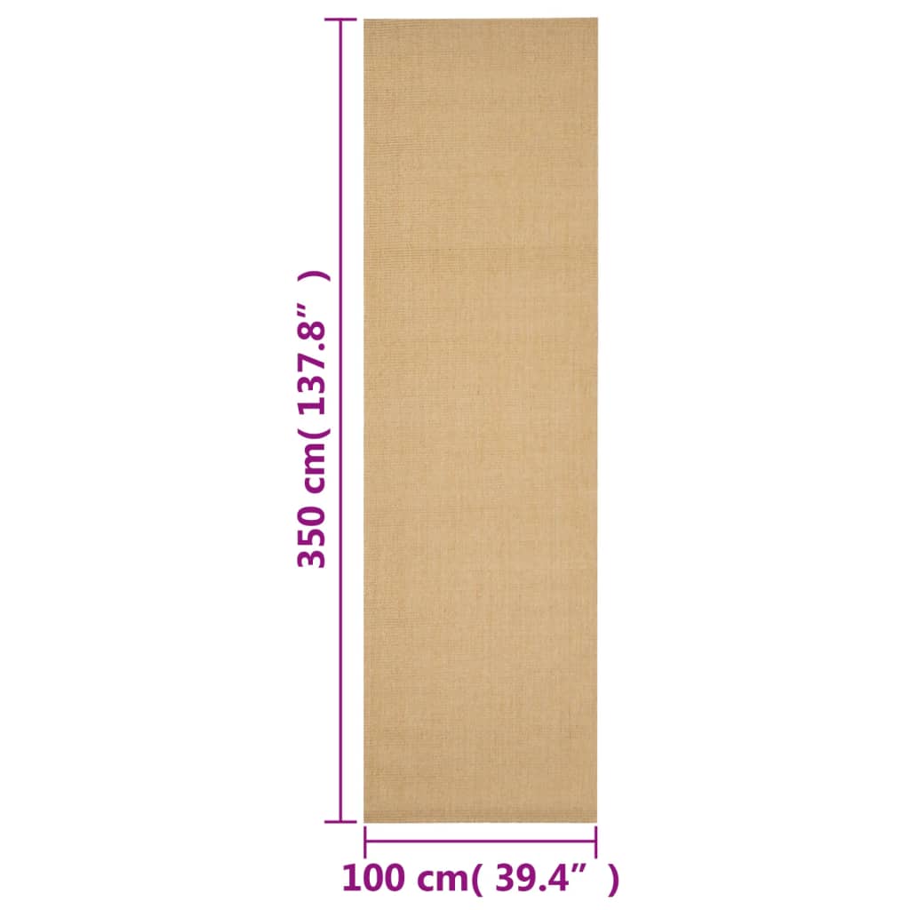vidaXL Tapis Sisal naturel 100x350 cm