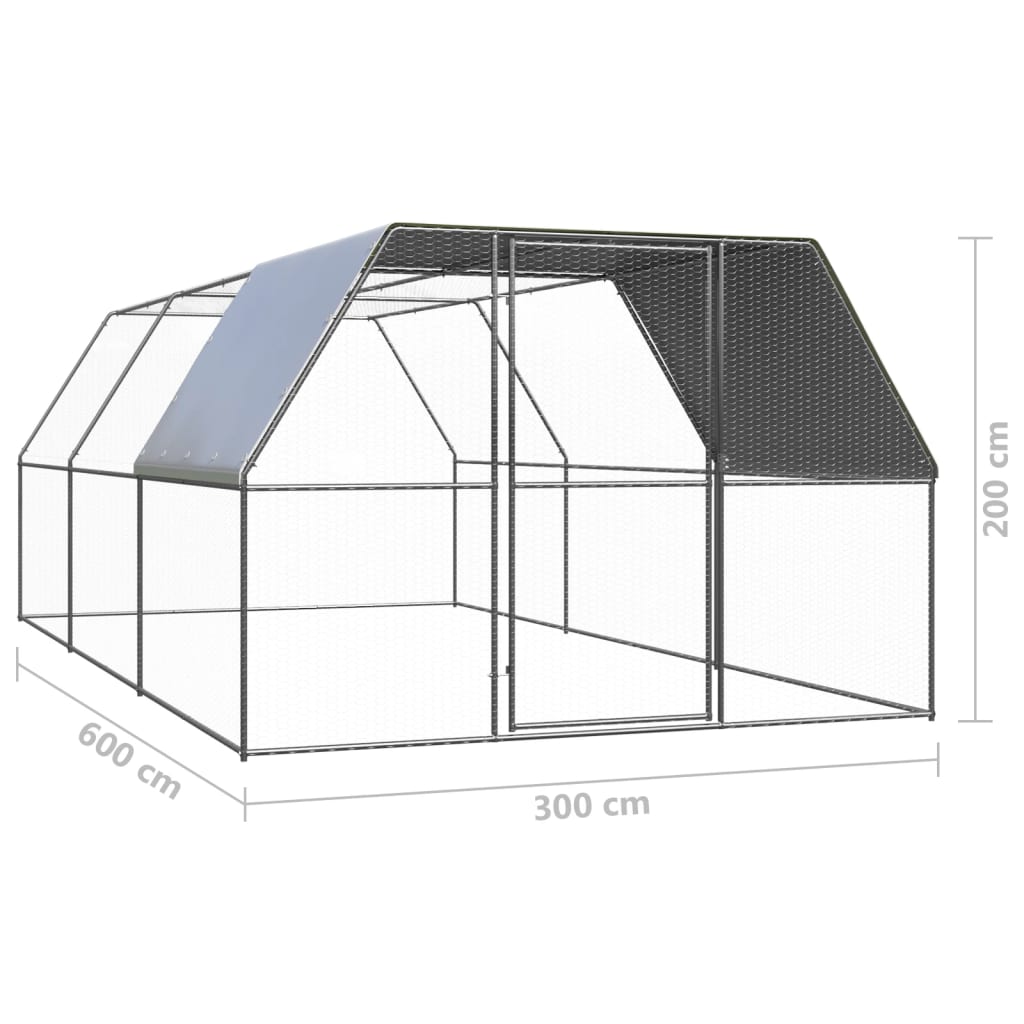 vidaXL Poulailler d'extérieur 3x6x2 m Acier galvanisé