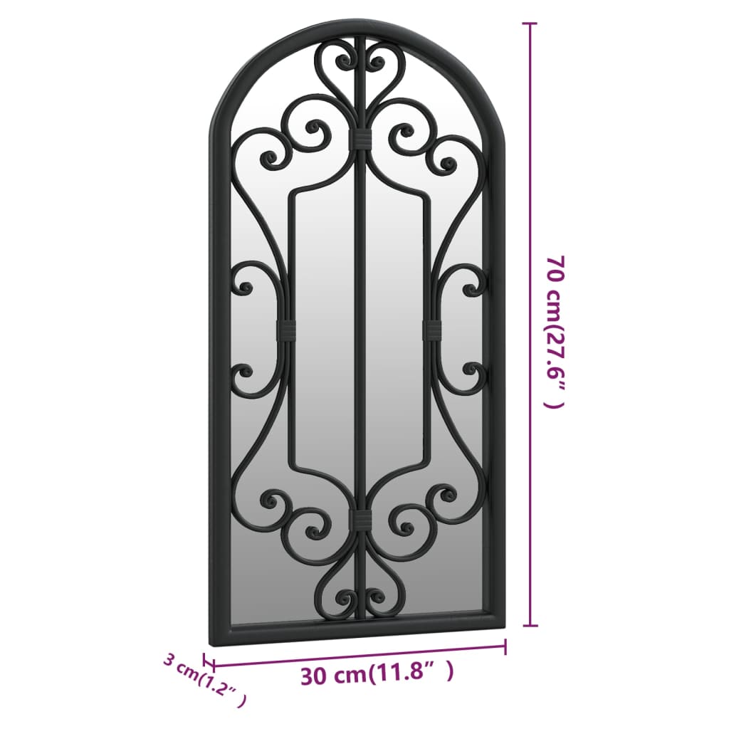 vidaXL Miroir de jardin Noir 70x30 cm Fer pour utilisation extérieure