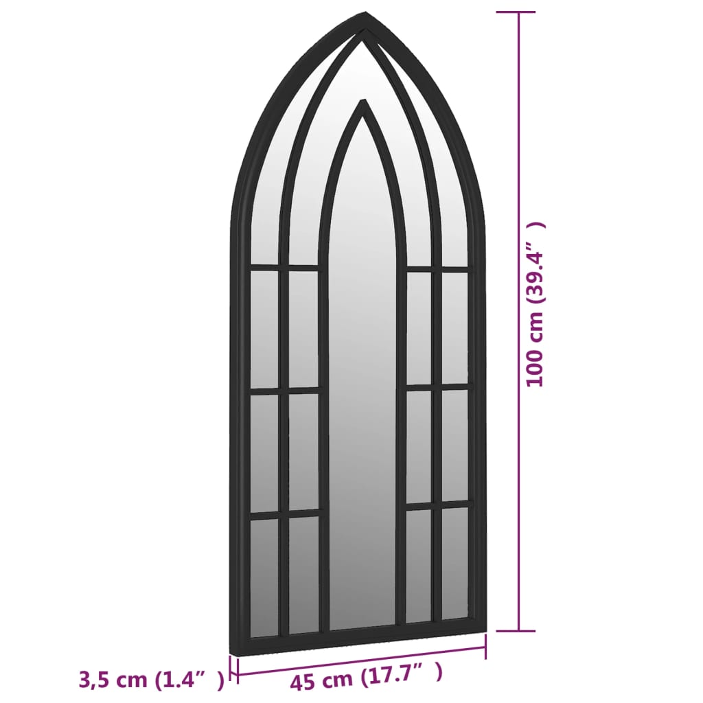 vidaXL Miroir Noir 100x45 cm Fer pour utilisation à l'intérieur