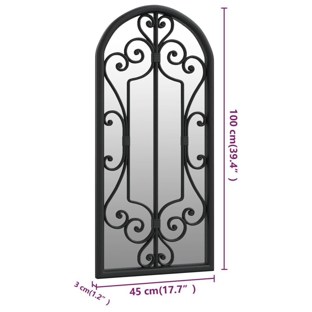 vidaXL Miroir Noir 100x45 cm Fer pour utilisation à l'intérieur