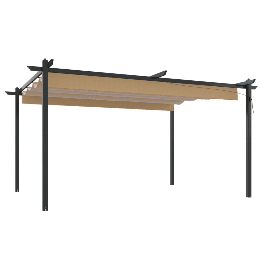 vidaXL Tonnelle de jardin avec toit rétractable 4x3 m Taupe