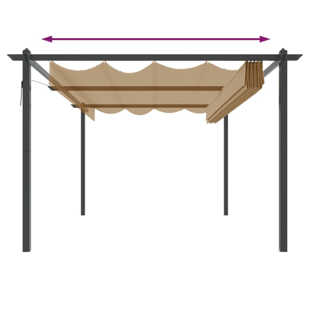 vidaXL Tonnelle de jardin avec toit rétractable 4x3 m Taupe
