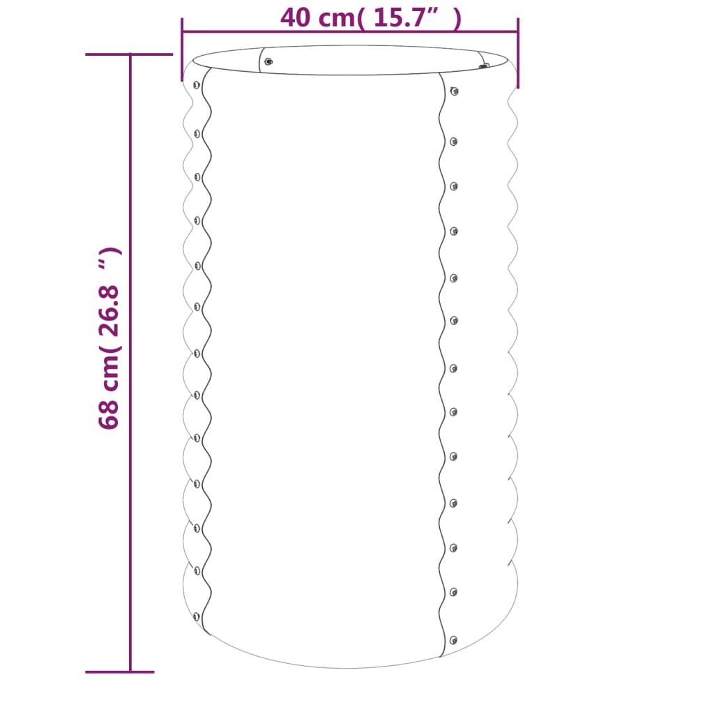 vidaXL Jardinière de jardin Acier enduit de poudre 40x40x68 cm Argenté