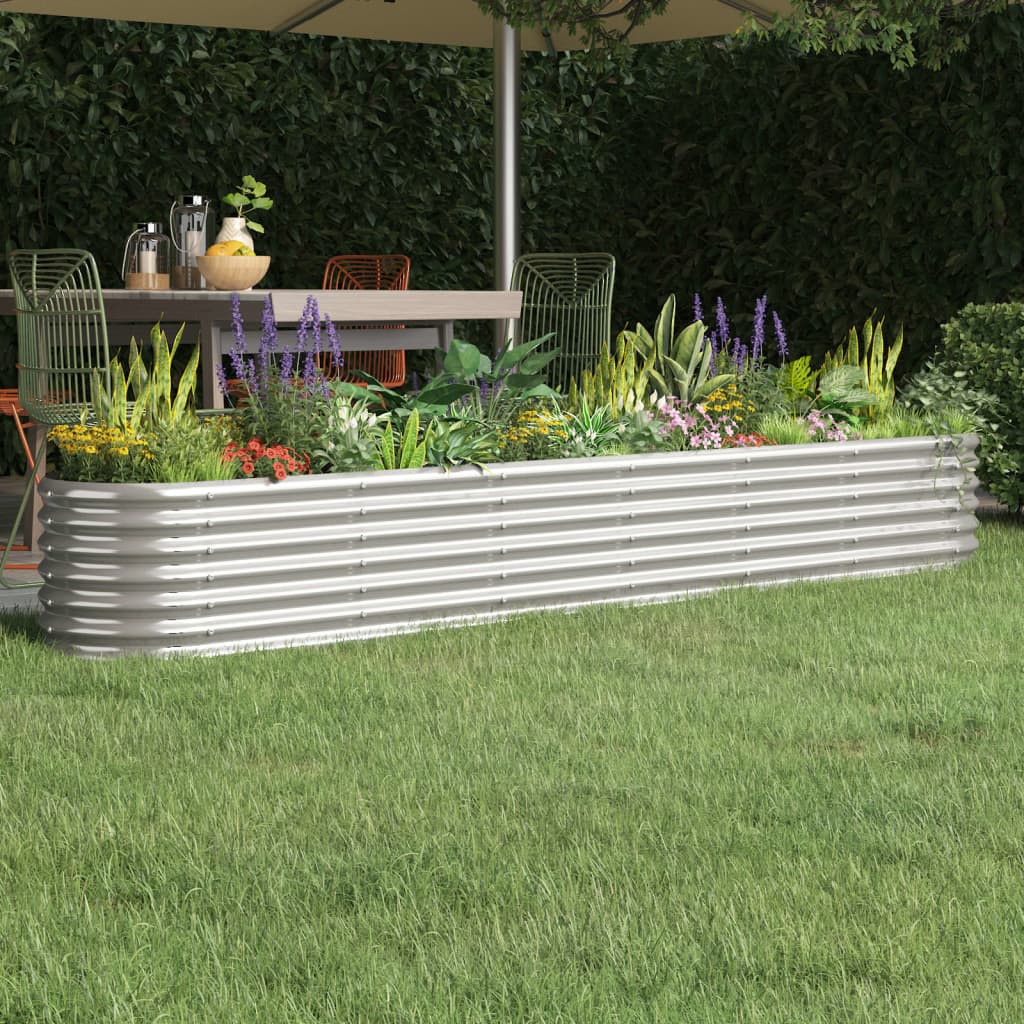 vidaXL Lit surélevé de jardin Acier enduit de poudre Argenté