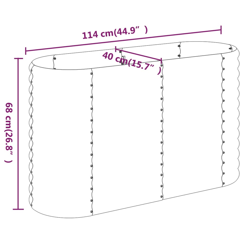 vidaXL Lit surélevé de jardin Acier enduit de poudre 114x40x68 cm Vert