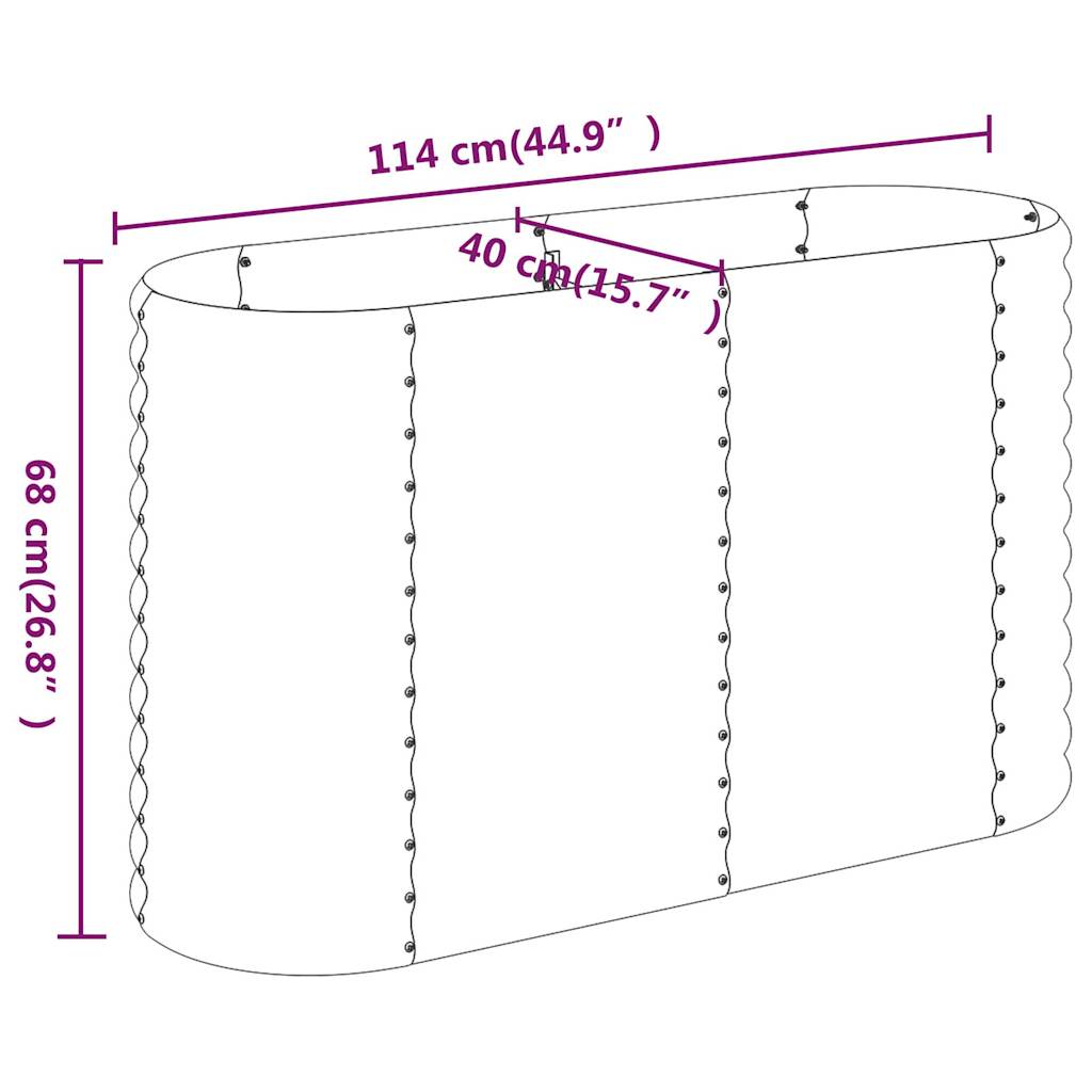 vidaXL Lit surélevé de jardin Acier enduit de poudre 114x40x68 cm gris