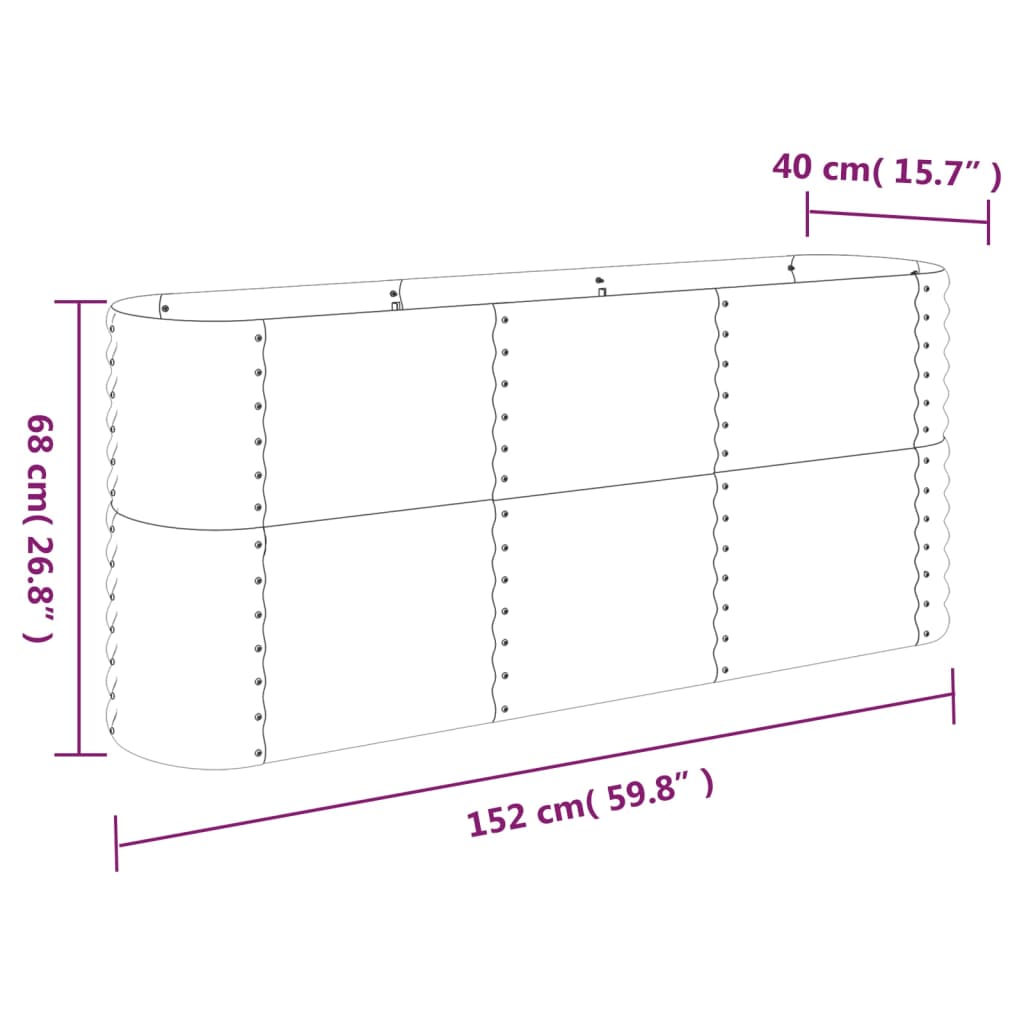 vidaXL Lit surélevé de jardin Acier enduit de poudre 152x40x68 cm Vert