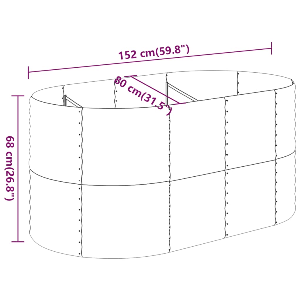 vidaXL Lit surélevé de jardin Acier enduit de poudre 152x80x68 cm Vert
