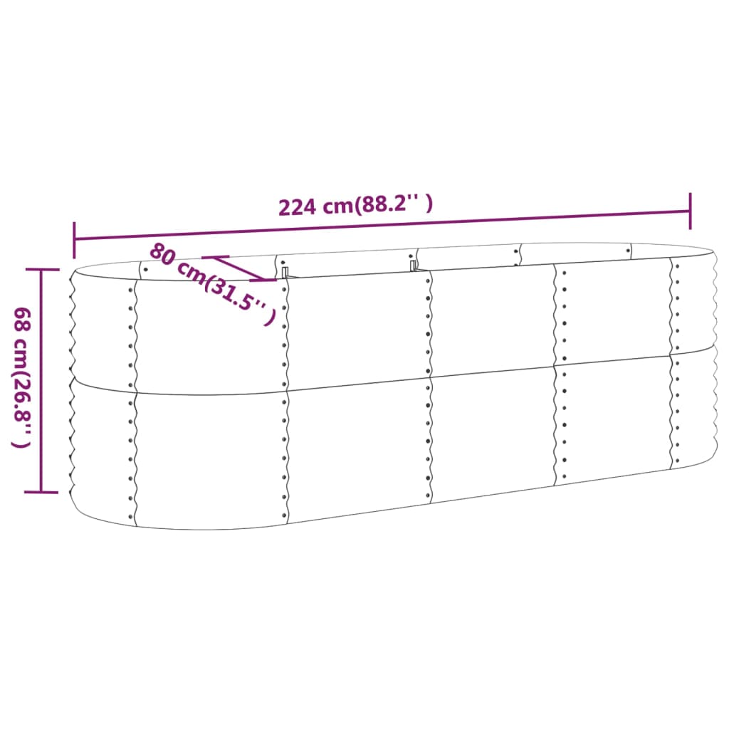 vidaXL Lit surélevé de jardin Acier enduit de poudre 224x80x68 cm gris