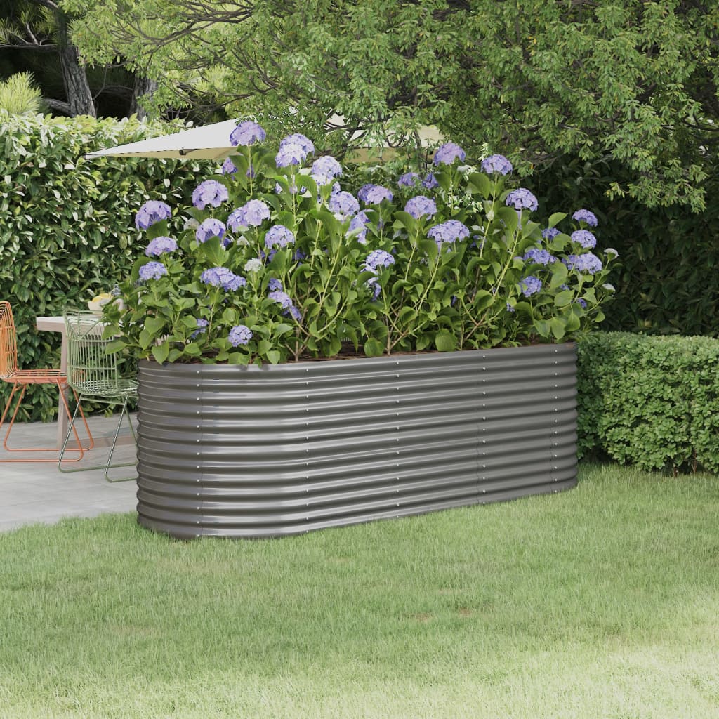 vidaXL Lit surélevé de jardin Acier enduit de poudre 224x80x68 cm gris