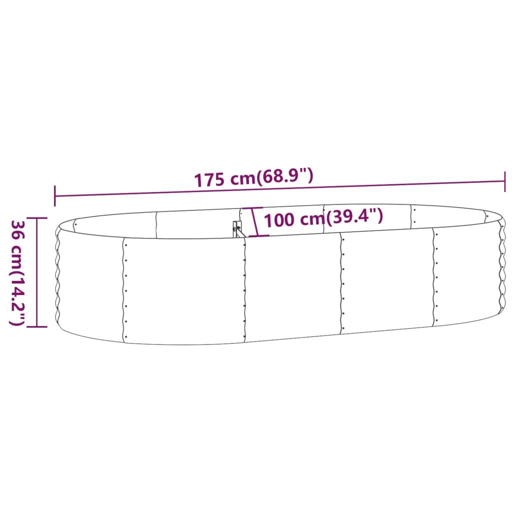 vidaXL Lit surélevé de jardin Acier enduit de poudre 175x100x36cm gris