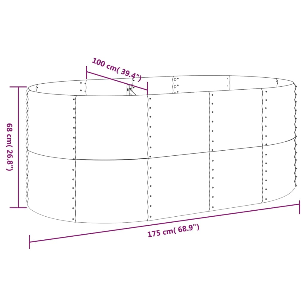 vidaXL Lit surélevé de jardin Acier enduit de poudre 175x100x68cm gris
