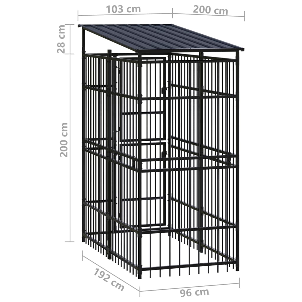 vidaXL Chenil d'extérieur avec toit pour chiens Acier 1,84 m²