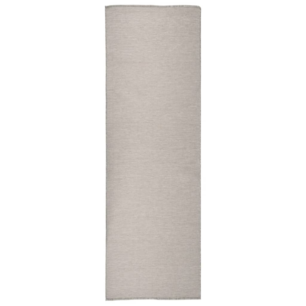 vidaXL Tapis à tissage plat d'extérieur 80x250 cm Taupe