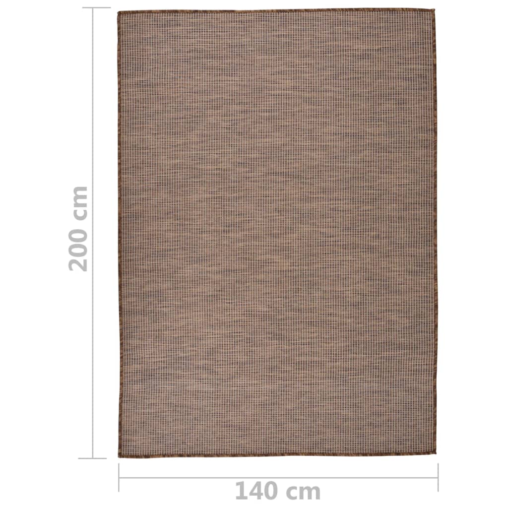 vidaXL Tapis à tissage plat d'extérieur 140x200 cm Marron