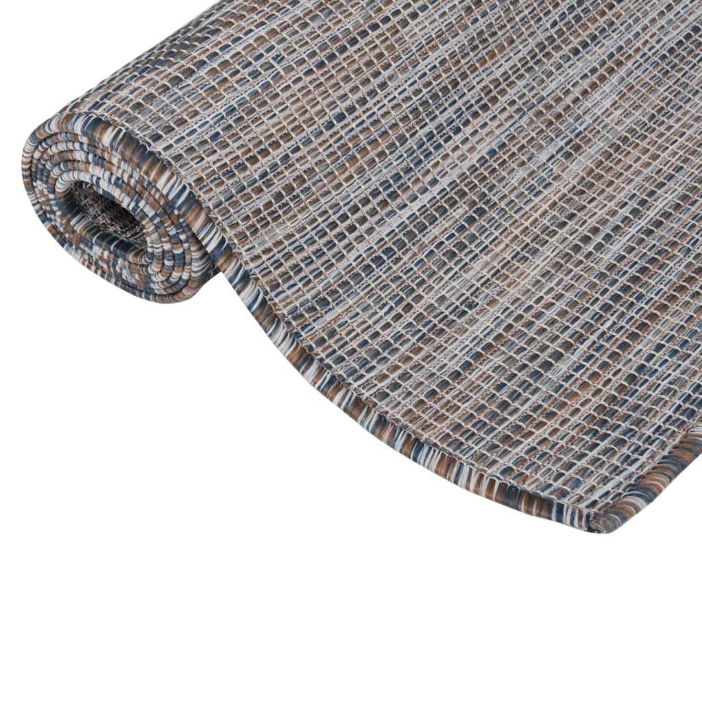 vidaXL Tapis à tissage plat d'extérieur 80x250 cm Marron et bleu