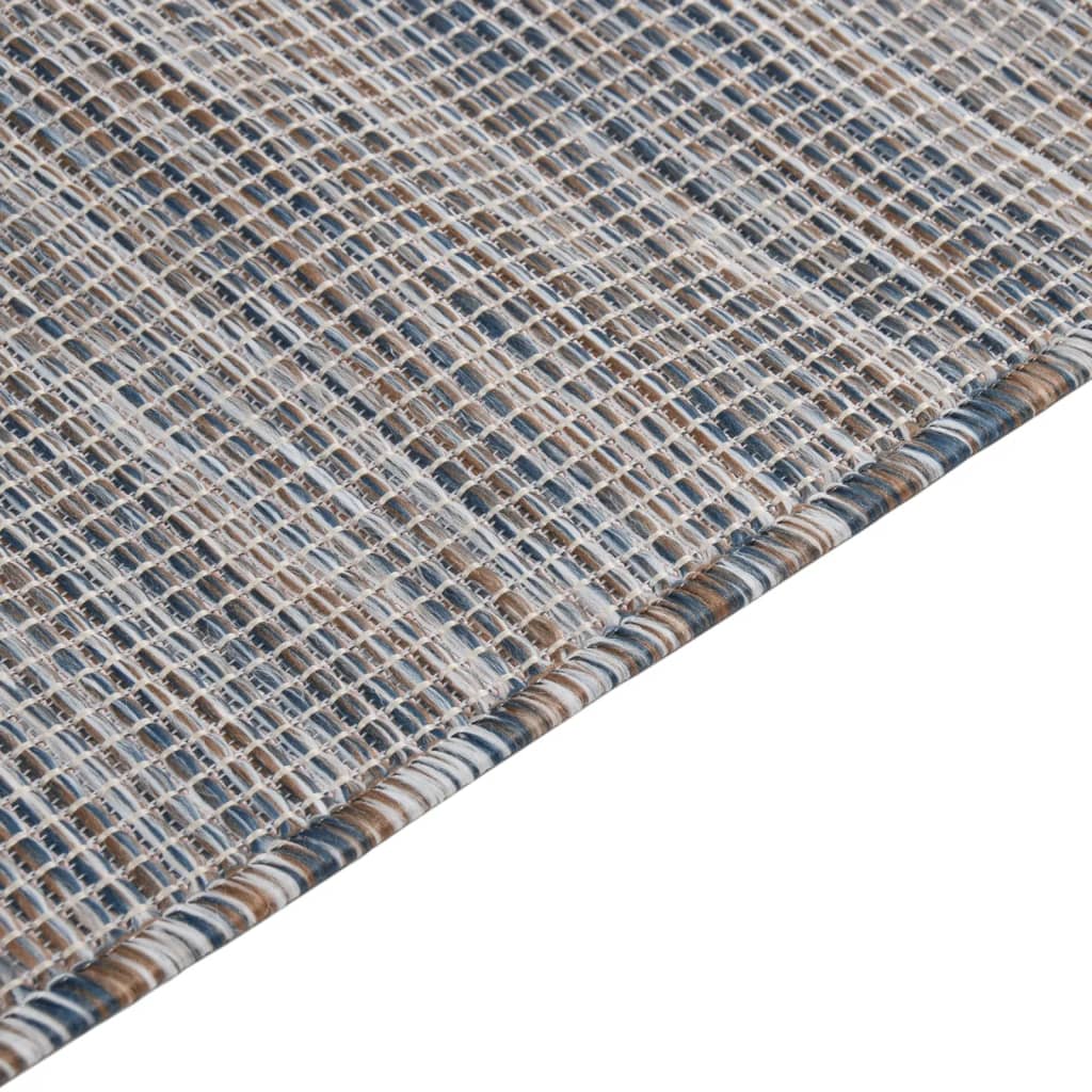 vidaXL Tapis à tissage plat d'extérieur 80x250 cm Marron et bleu