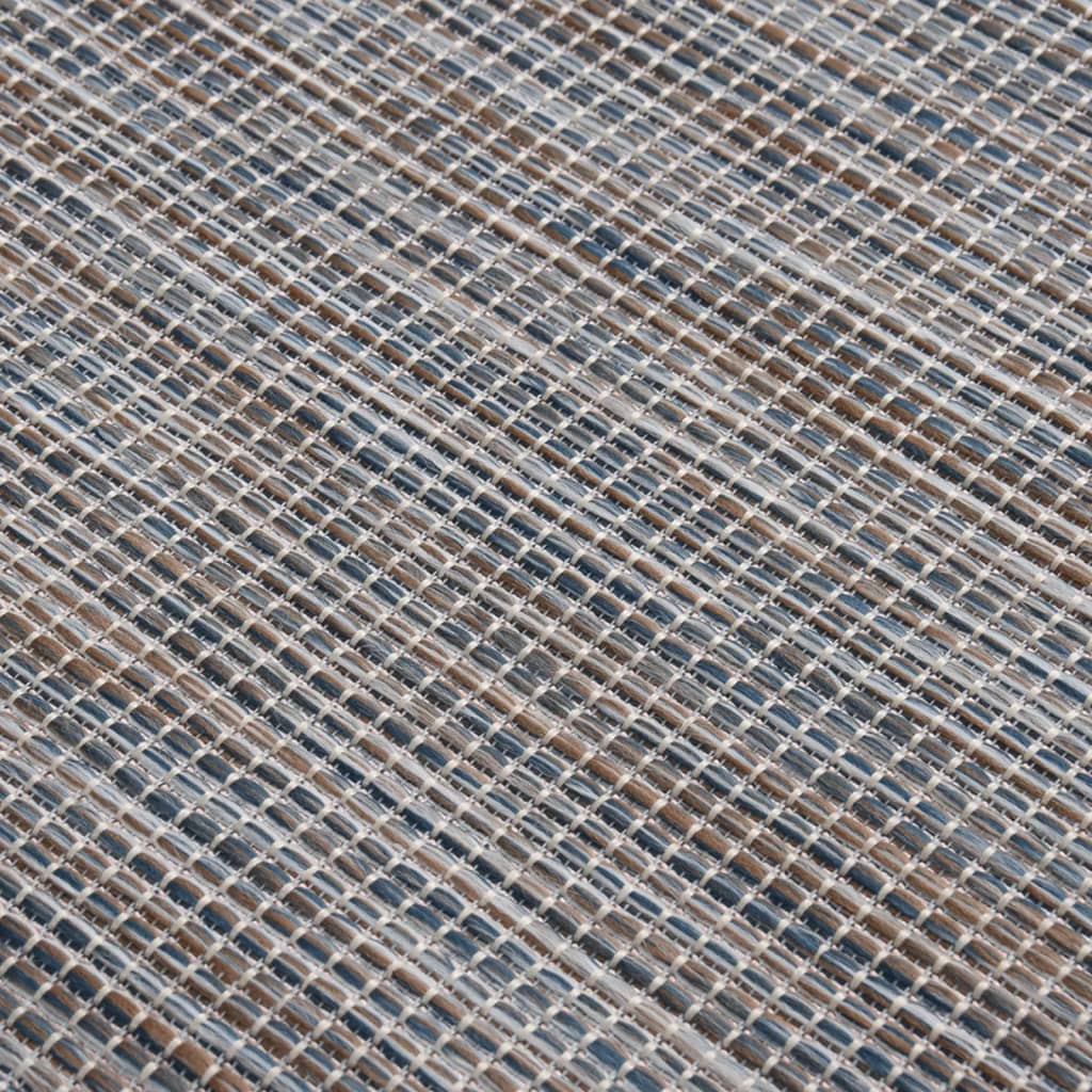 vidaXL Tapis à tissage plat d'extérieur 80x250 cm Marron et bleu