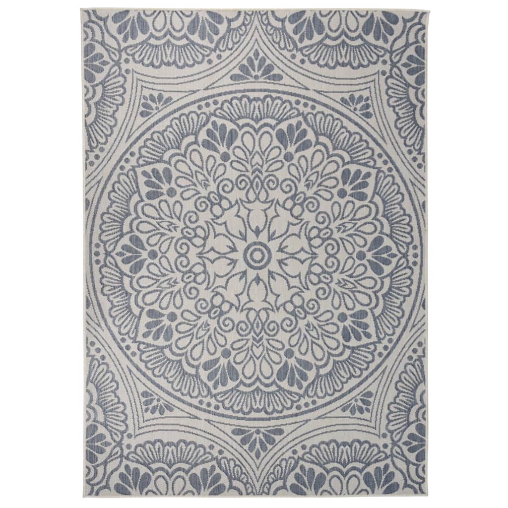 vidaXL Tapis à tissage plat d'extérieur 140x200 cm Motif bleu