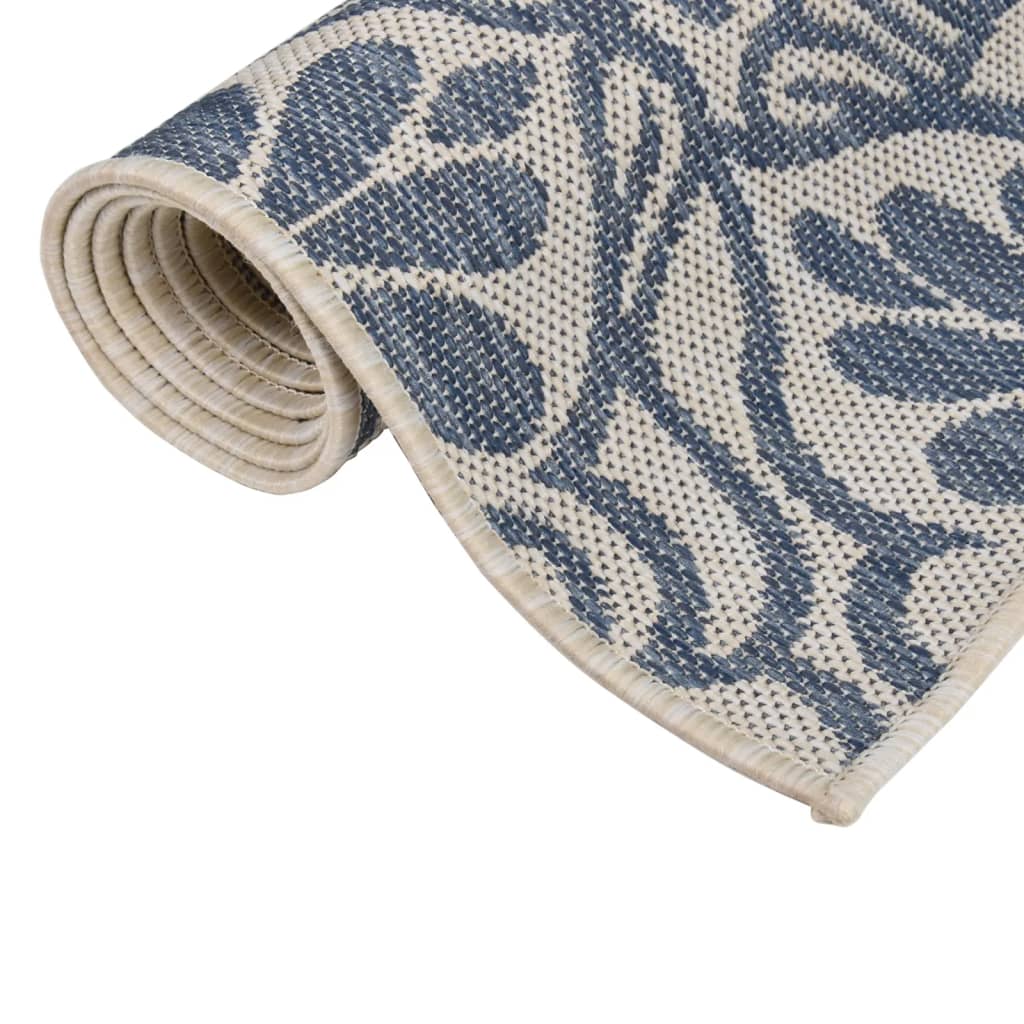 vidaXL Tapis à tissage plat d'extérieur 140x200 cm Motif bleu