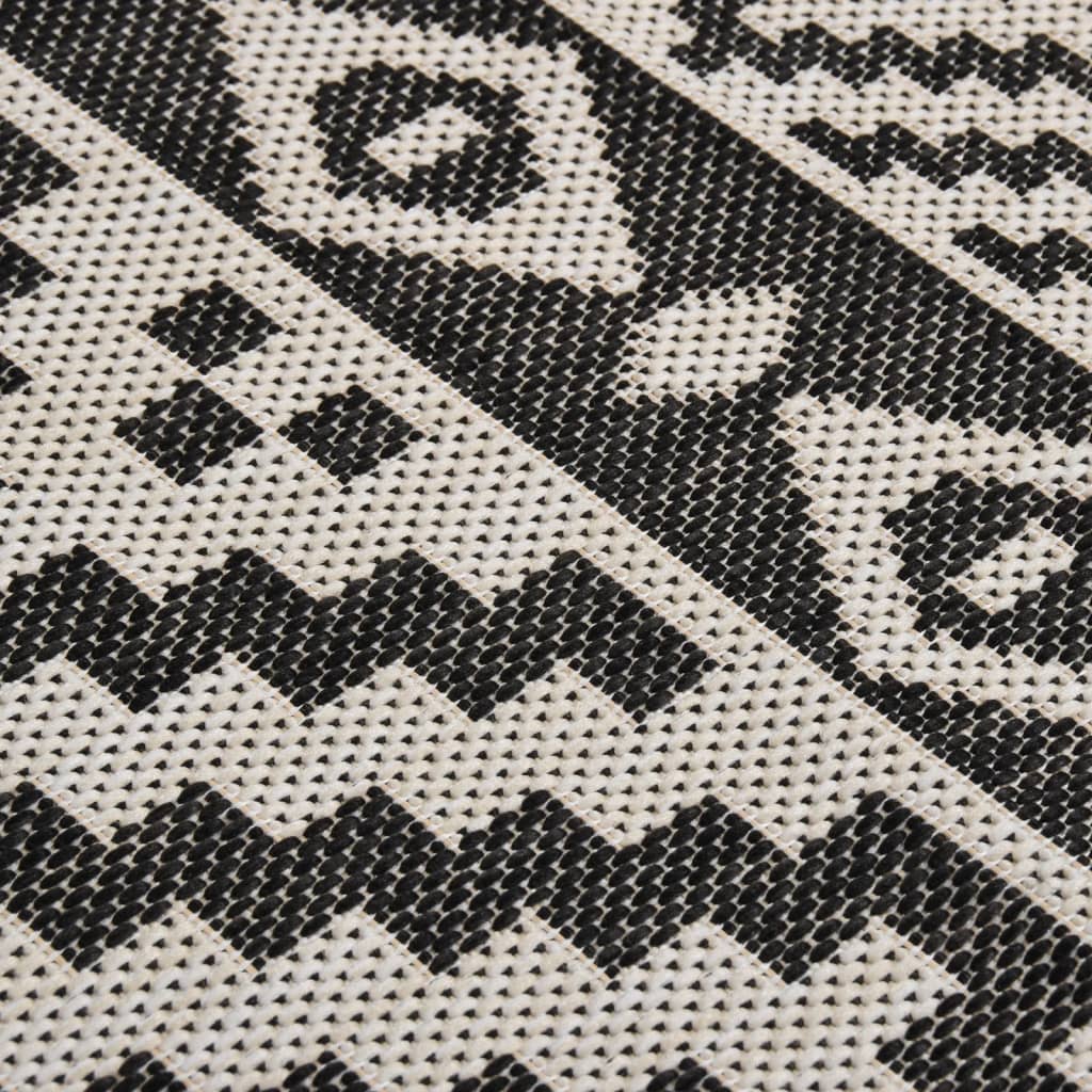 vidaXL Tapis à tissage plat d'extérieur 80x250 cm Rayures noires