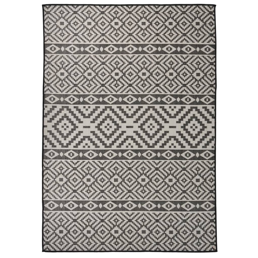 vidaXL Tapis à tissage plat d'extérieur 140x200 cm Rayures noires