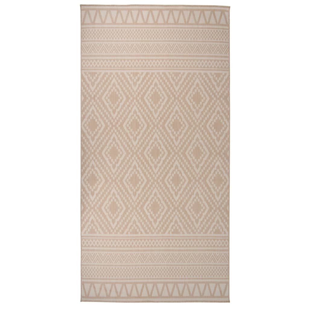vidaXL Tapis à tissage plat d'extérieur 100x200 cm Rayures brunes