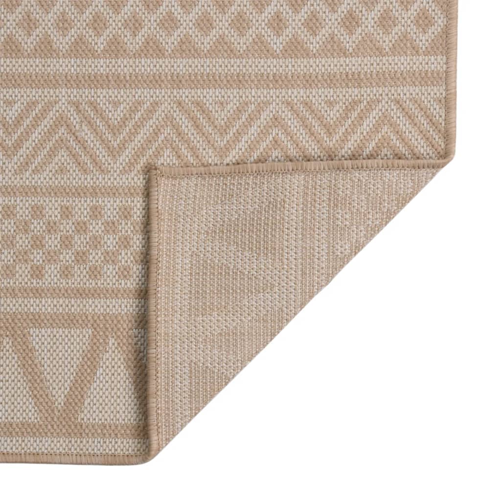 vidaXL Tapis à tissage plat d'extérieur 100x200 cm Rayures brunes
