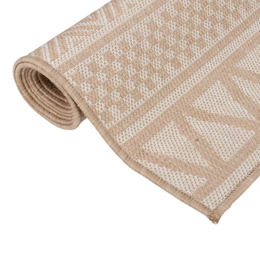 vidaXL Tapis à tissage plat d'extérieur 100x200 cm Rayures brunes