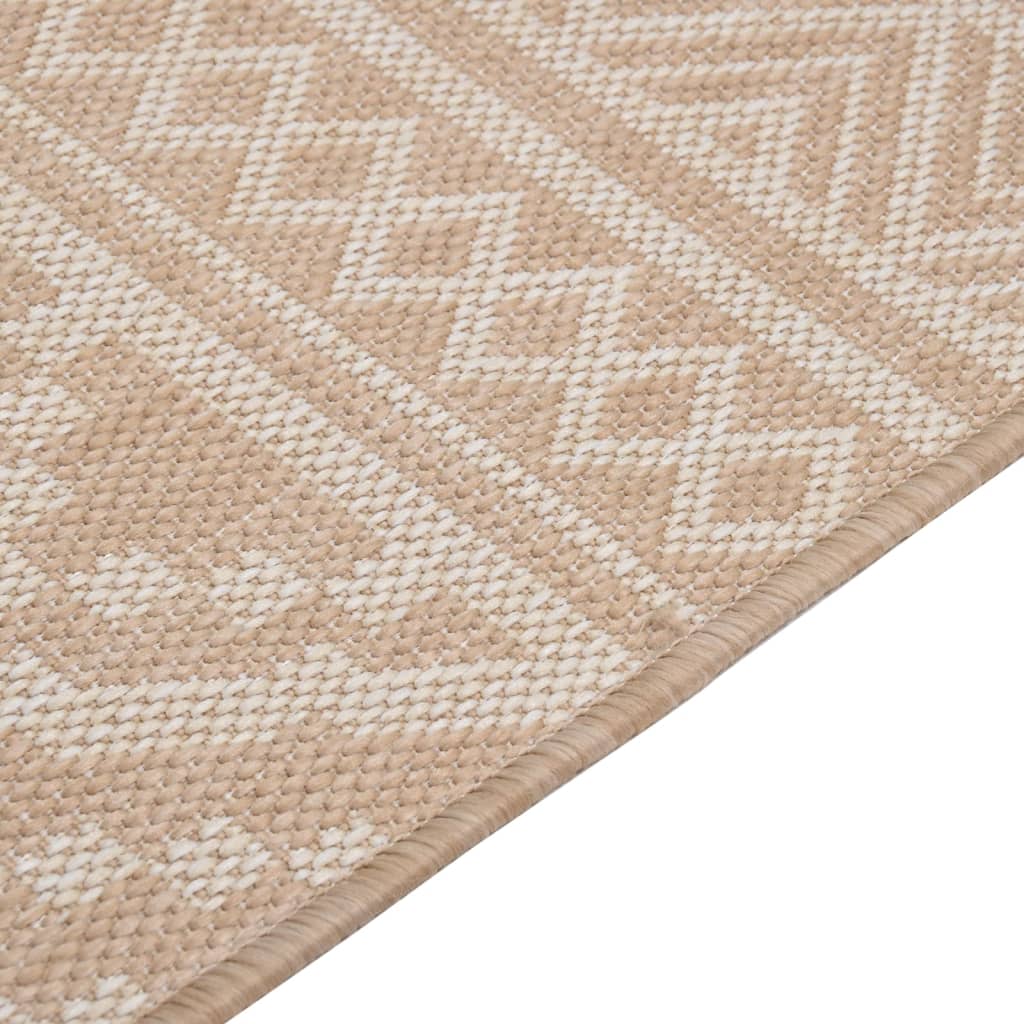 vidaXL Tapis à tissage plat d'extérieur 100x200 cm Rayures brunes