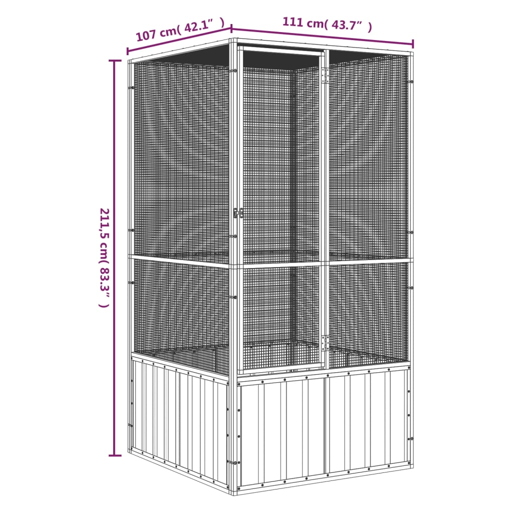 vidaXL Cage à oiseaux Anthracite 111x107x211,5 cm Acier galvanisé