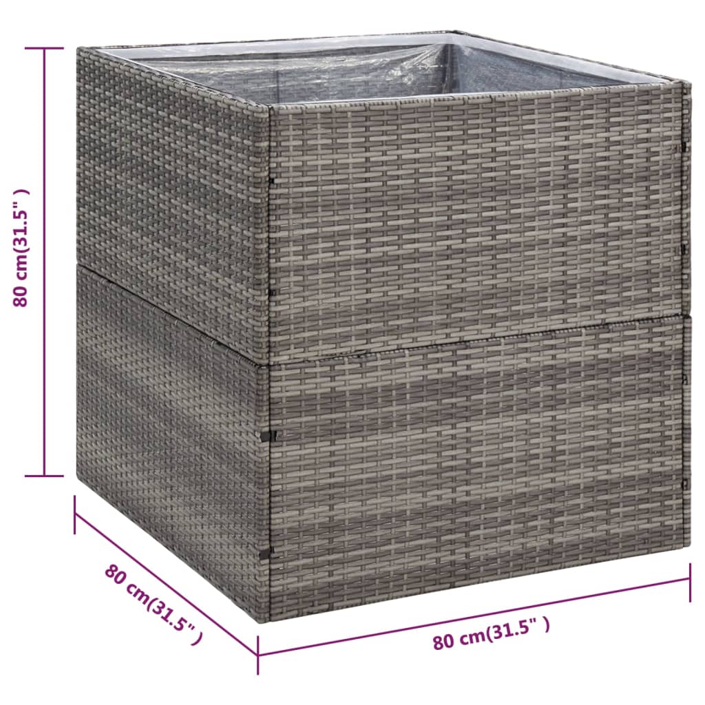 vidaXL Jardinière Gris 80x80x80 cm Résine tressée
