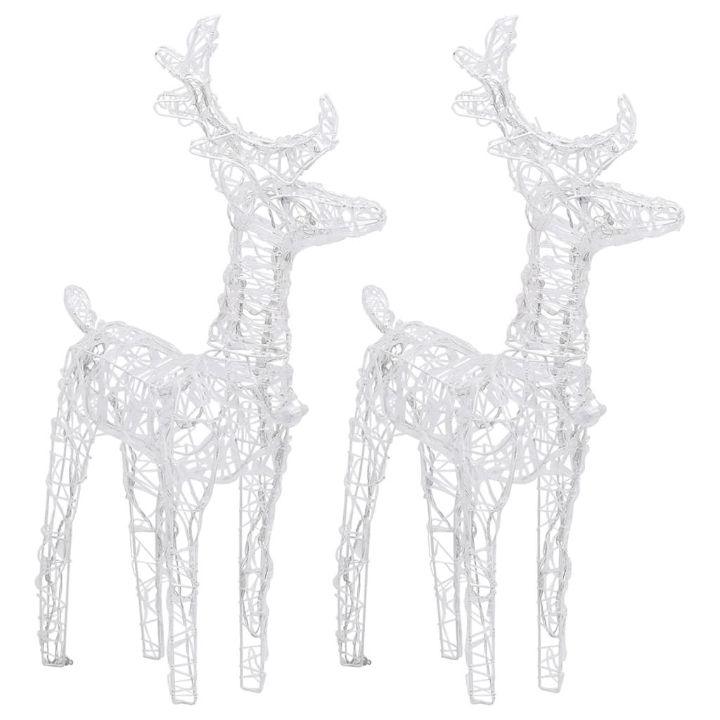 vidaXL Rennes de Noël 2 pcs 80 LED Blanc chaud Acrylique