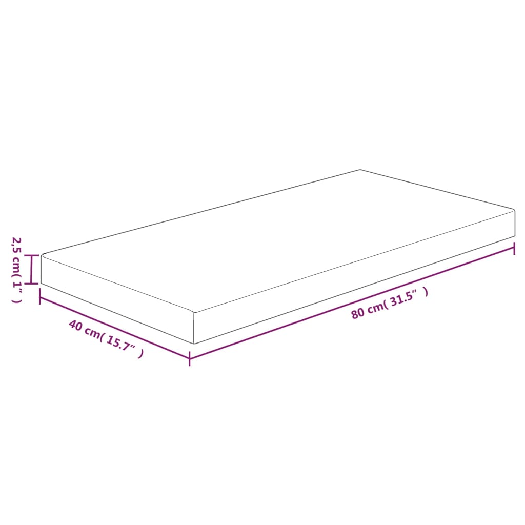 vidaXL Comptoir de salle de bain 80x40x2,5 cm Bois massif non traité
